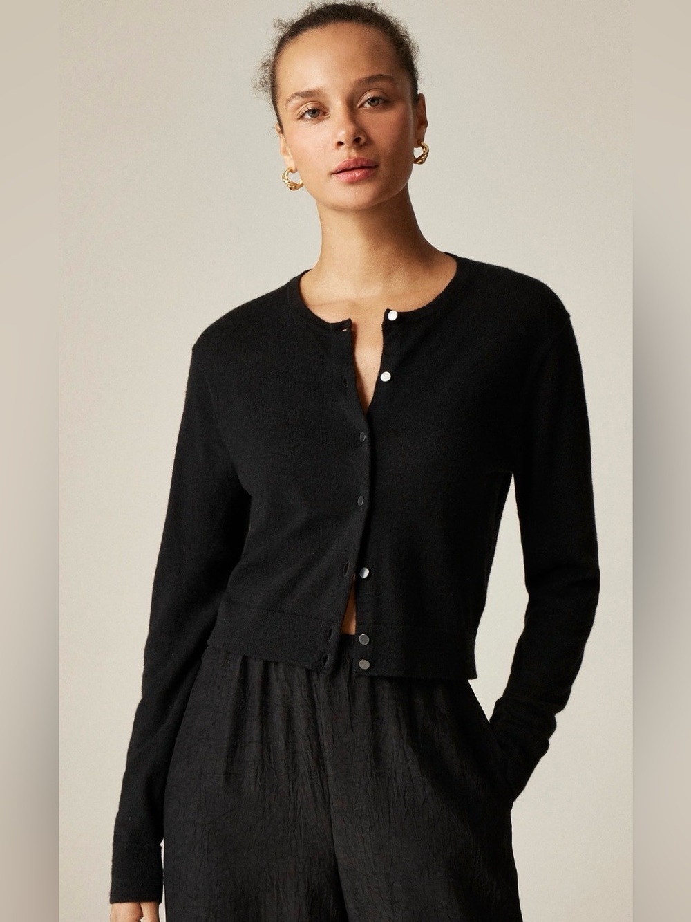 NWOT J Crew Featherweight Cashmere Cardigan Black M